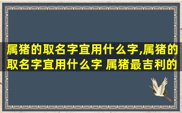 属猪的取名字宜用什么字,属猪的取名字宜用什么字 属猪最吉利的字名字大全门旁